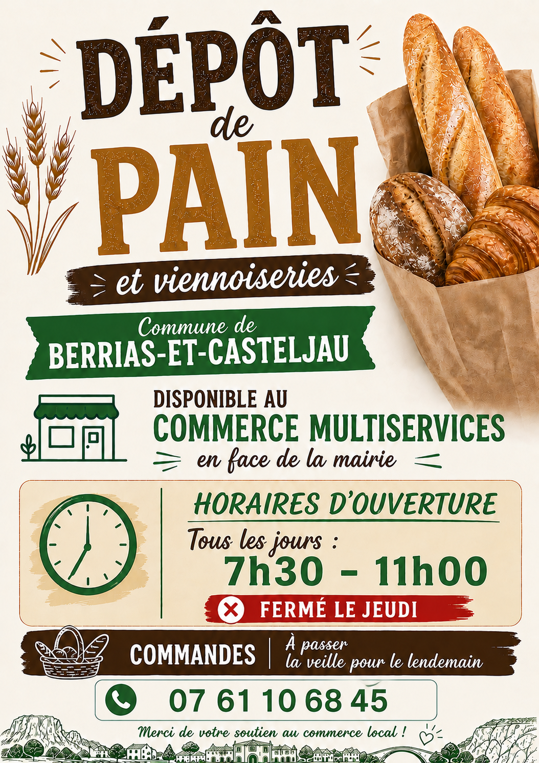 Dépot de pain temporaire (mis en place dès fin juin 2026) 